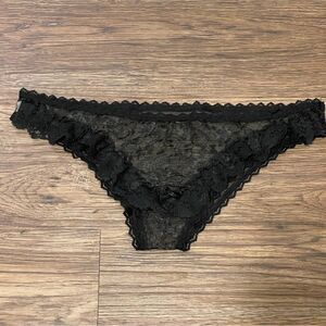 Vintage Stardust Intimates Sheer Lace Panty Black Size 6